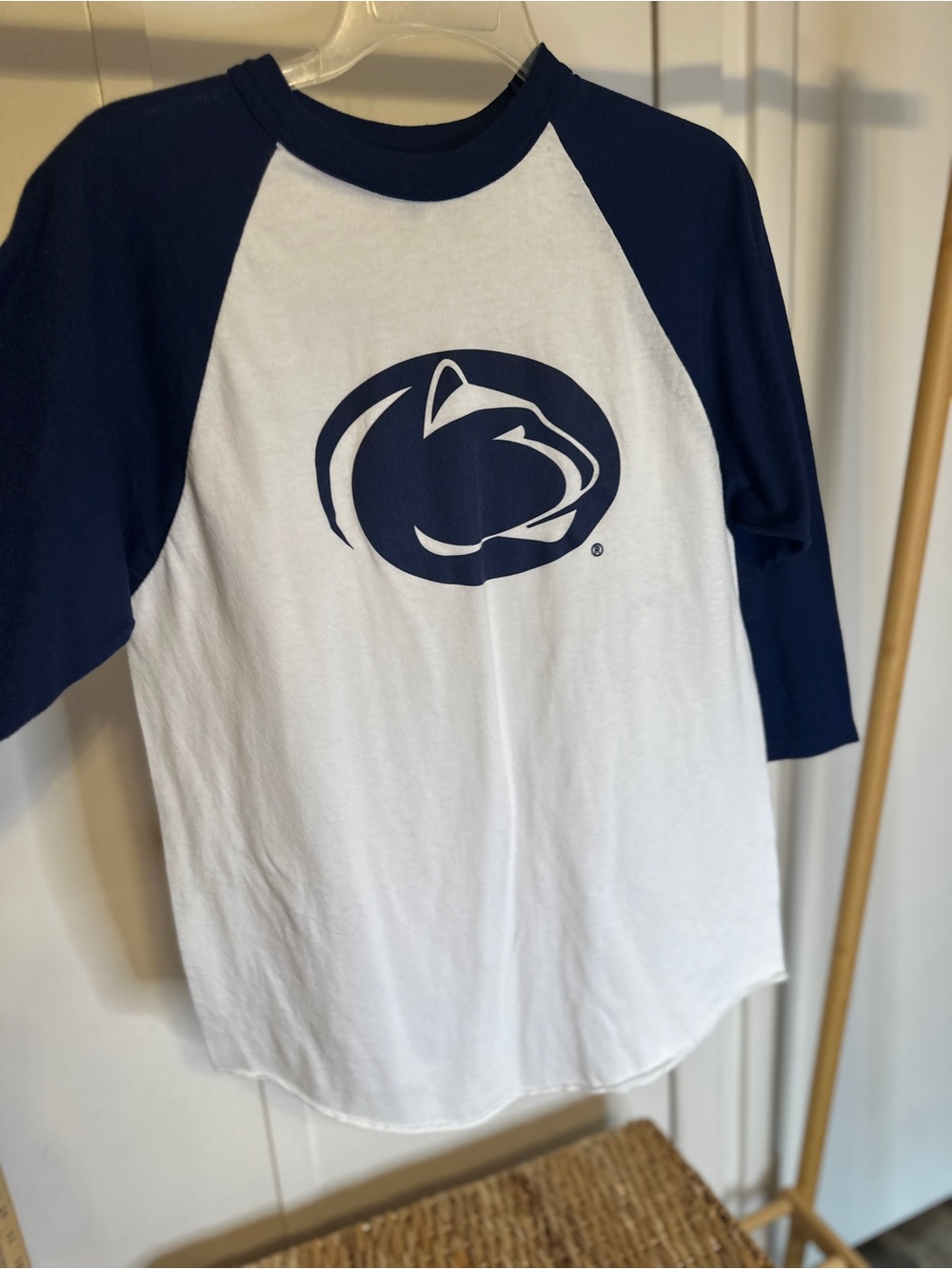 Penn State Men's Raglan Long Sleeve Tee - White &‎ Navy